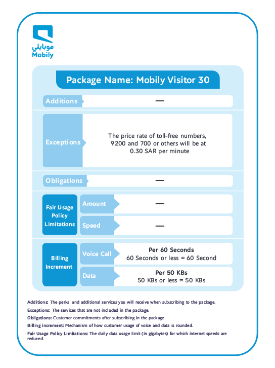 Mobily Visitors Package